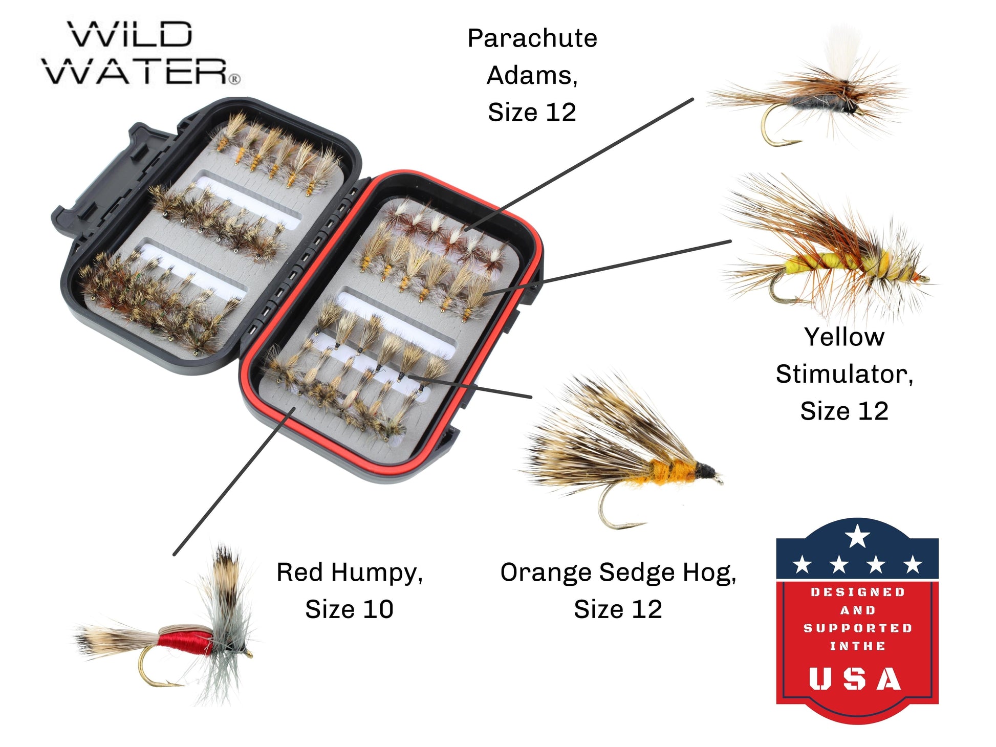 Wild Water Attractor/Trout Stimulator Fly Assortment, 42 Flies with Small Fly Box-Goodwynn'sGoodwynn's