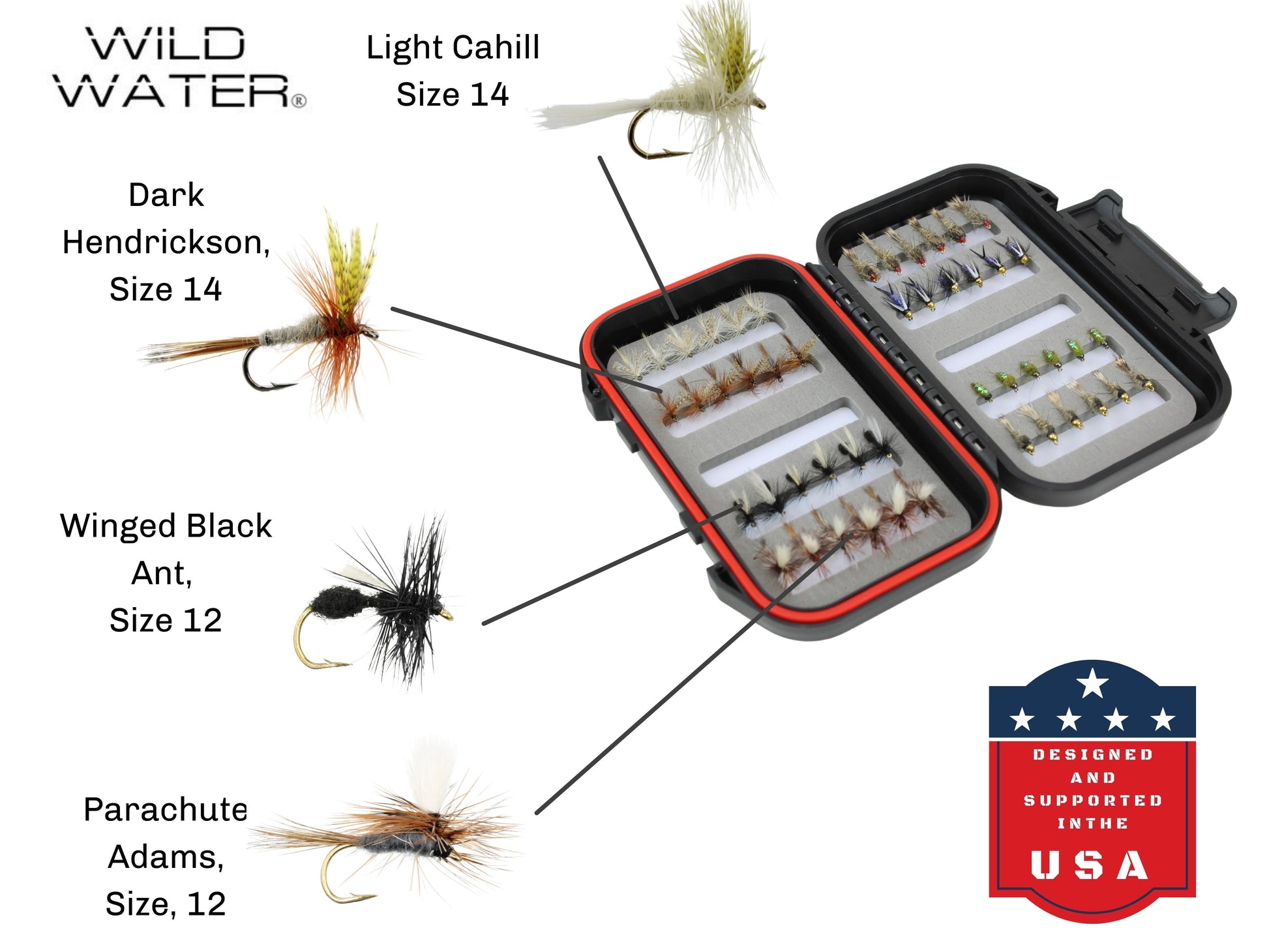 Wild Water Dry and Nymph Assortment, 48 Flies with Small Fly Box-Goodwynn'sGoodwynn's