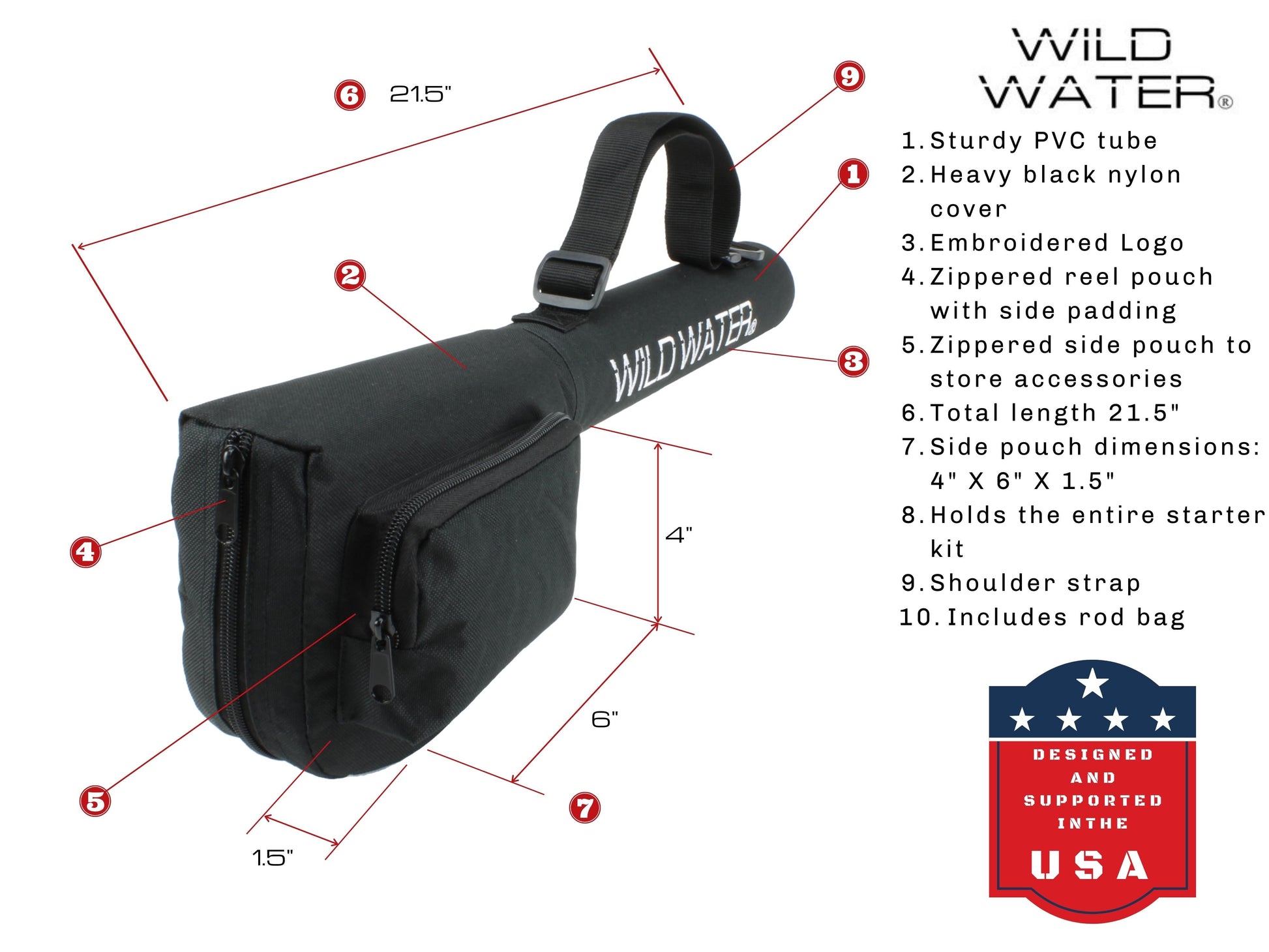 Wild Water Fly Fishing Case for Rod, Reel & Accessories, Short Case 21.5" Length-Goodwynn'sGoodwynn's