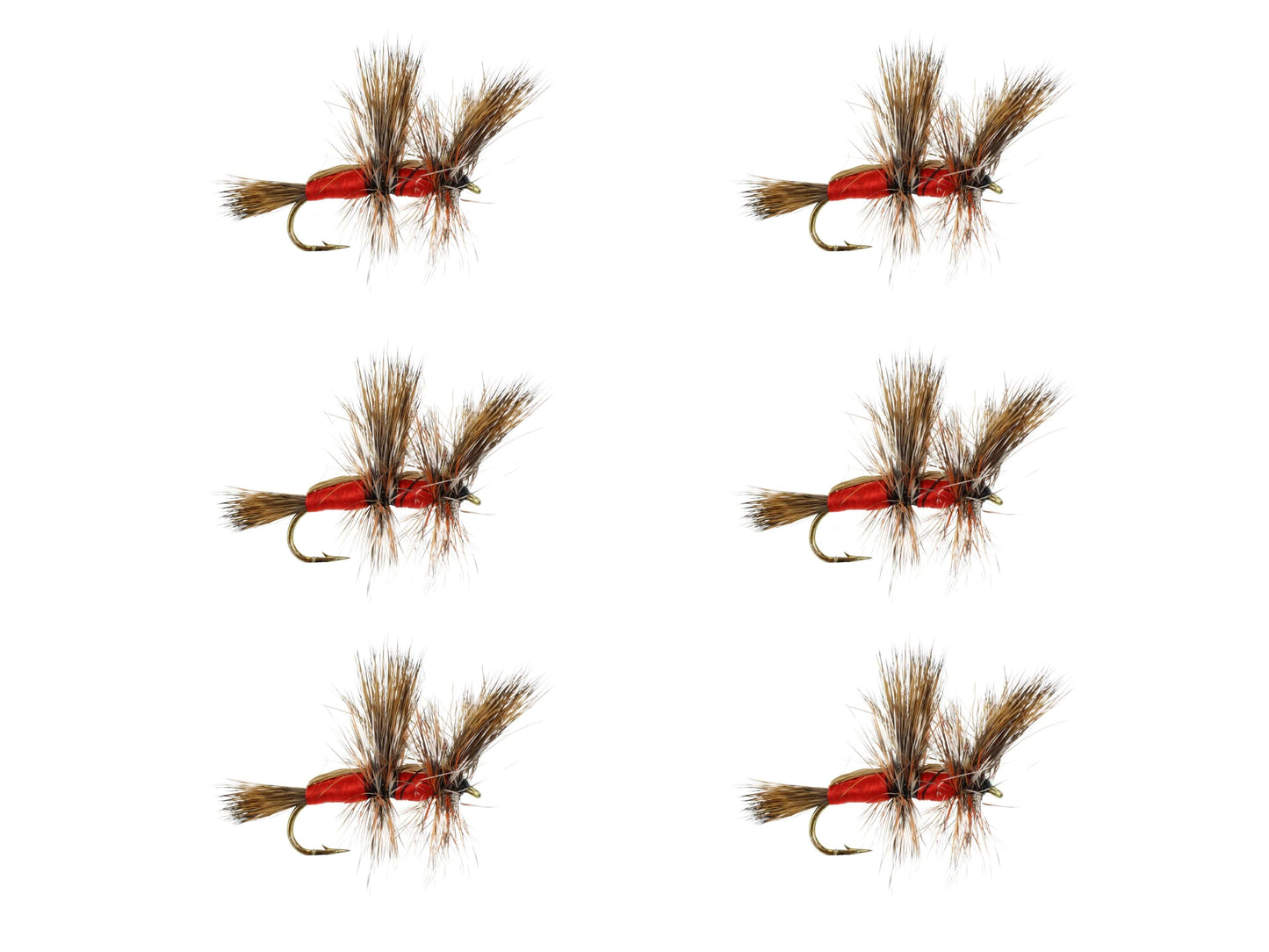 Wild Water Fly Fishing Red Double Humpy, Size 10, Qty. 6