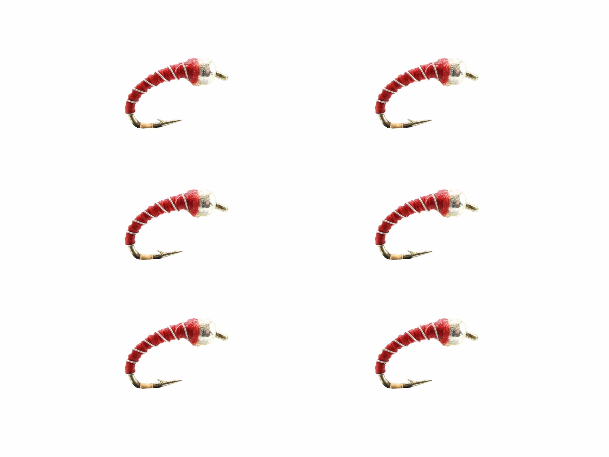 Wild Water Fly Fishing Red Zebra Midge, Size 18, Qty. 6-Goodwynn'sGoodwynn's