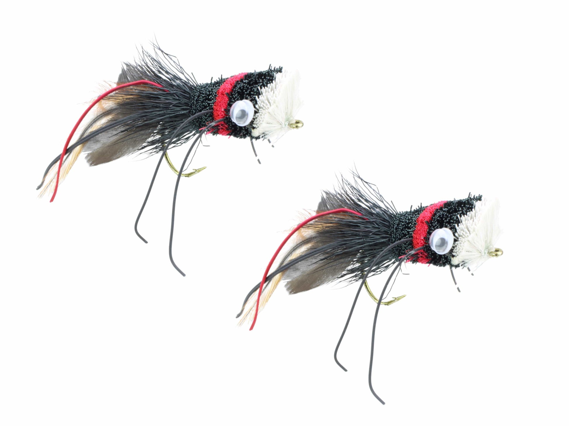Wild Water Fly Fishing Red, Black and White Deer Hair Bass Bug, Size 2, Qty. 2-Goodwynn'sGoodwynn's