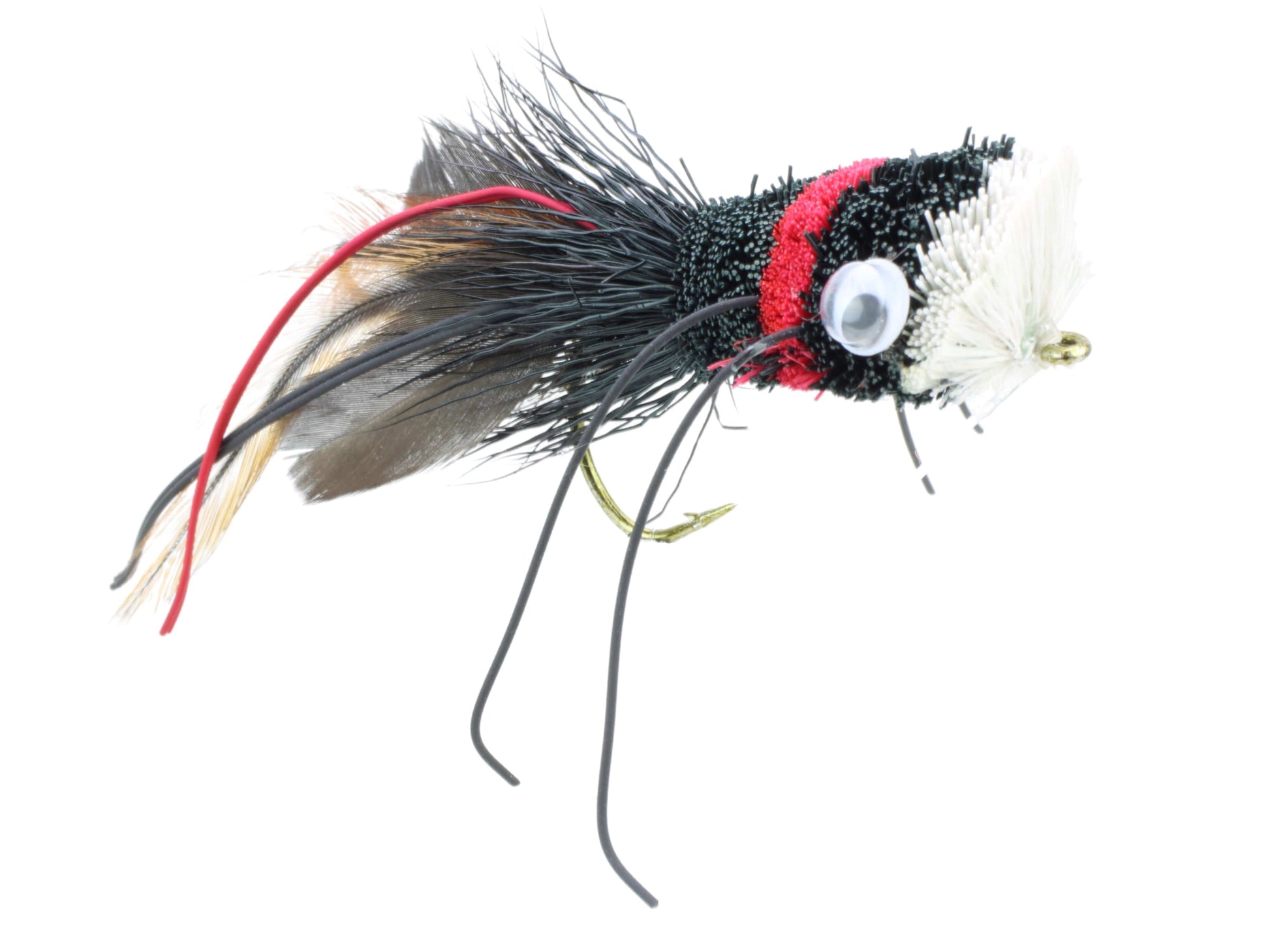 Wild Water Fly Fishing Red, Black and White Deer Hair Bass Bug, Size 2, Qty. 2-Goodwynn'sGoodwynn's