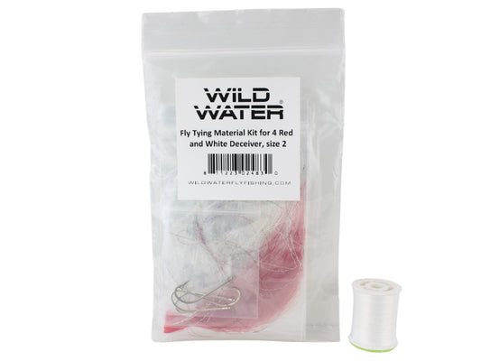 Wild Water Fly Fishing Fly Tying Material Kit, Red and White Deceiver-Goodwynn's