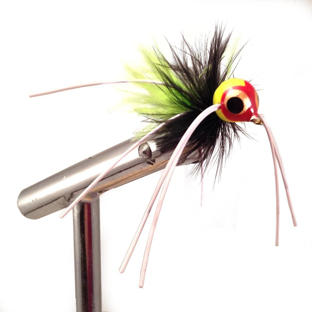 Wild Water Fly Fishing Chartreuse and Black Spherical Body Popper, Size 10, Qty. 4-Goodwynn'sGoodwynn's