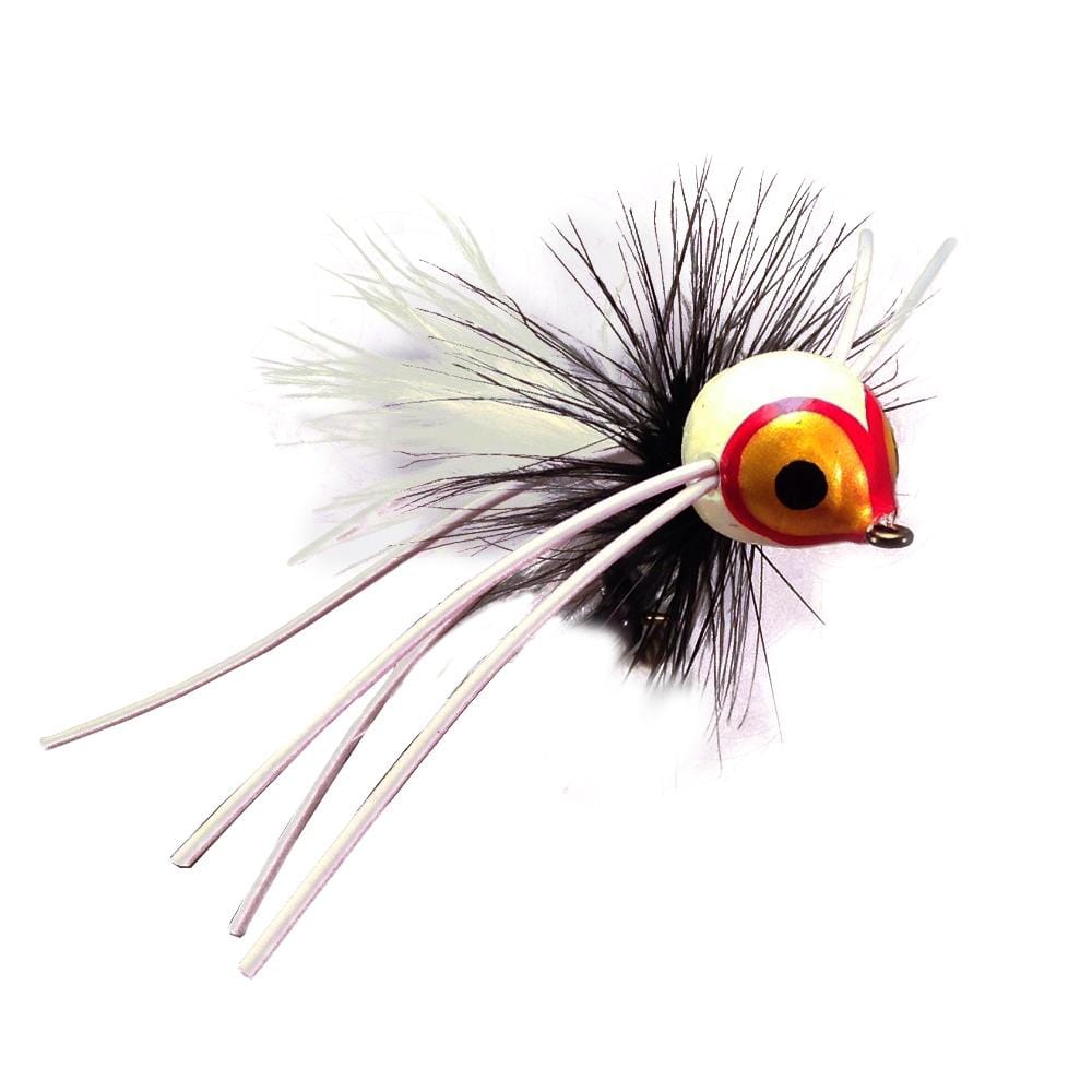 Wild Water Fly Fishing Black and White Spherical Body Popper, Size 8, Qty. 4-Goodwynn'sGoodwynn's