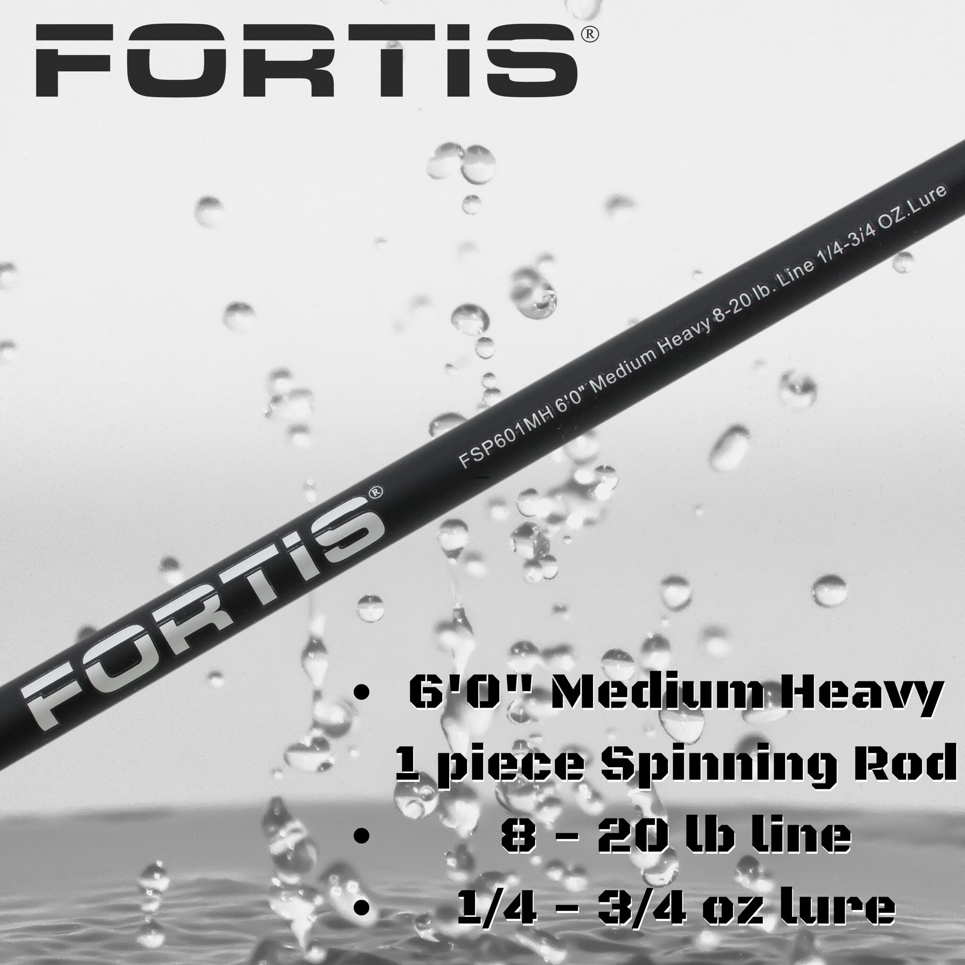 FORTIS 6' Medium Heavy Action 1 Piece Spinning Rod-Goodwynn'sGoodwynn's