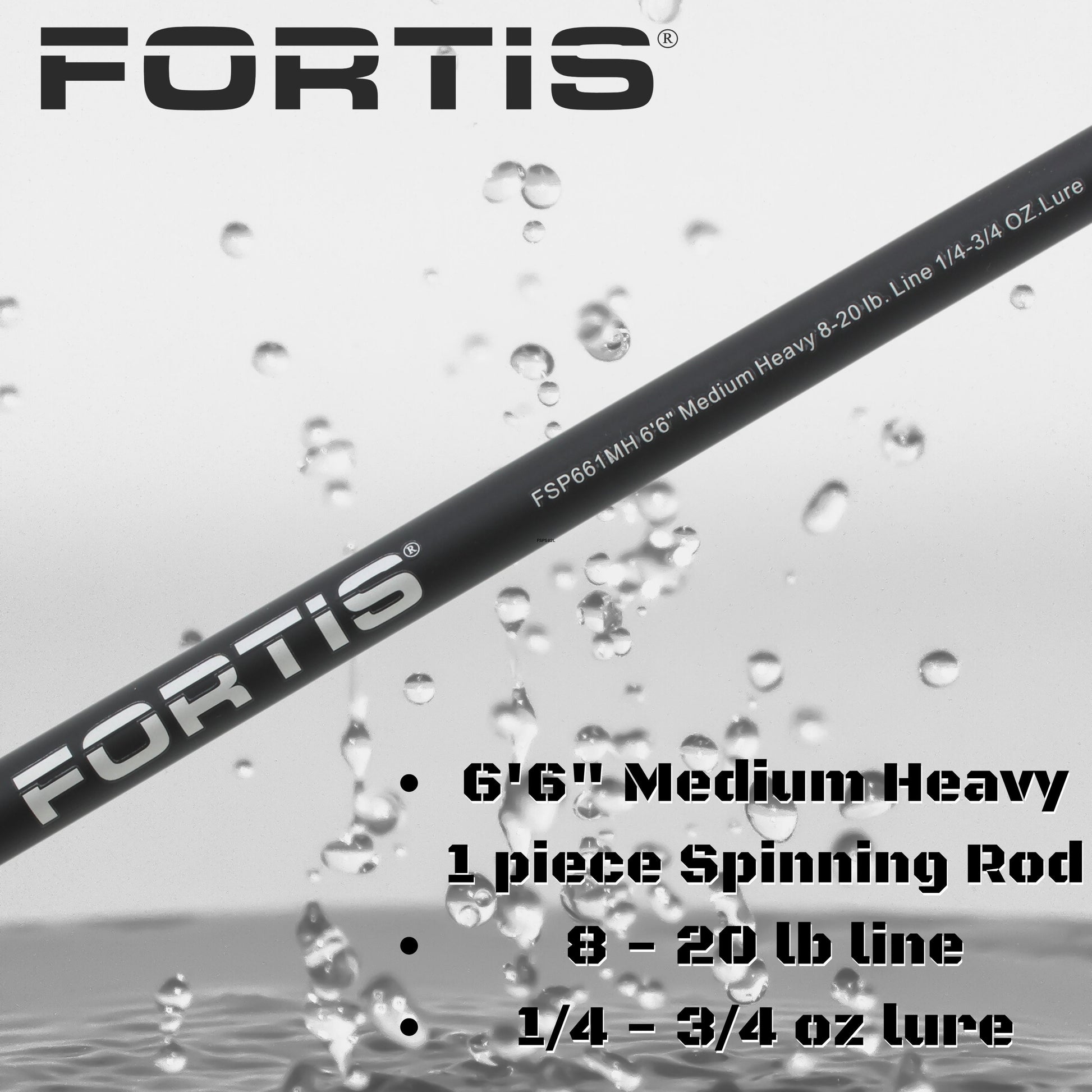 FORTIS 6' 6" Medium Heavy Action 1 Piece Spinning Rod-Goodwynn'sGoodwynn's