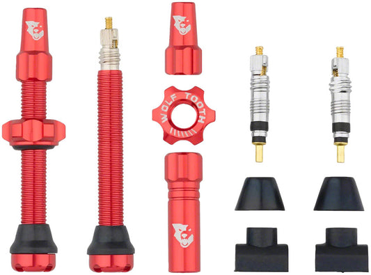 Wolf Tooth Tubeless Valve Stem Kit - 44 mm Red