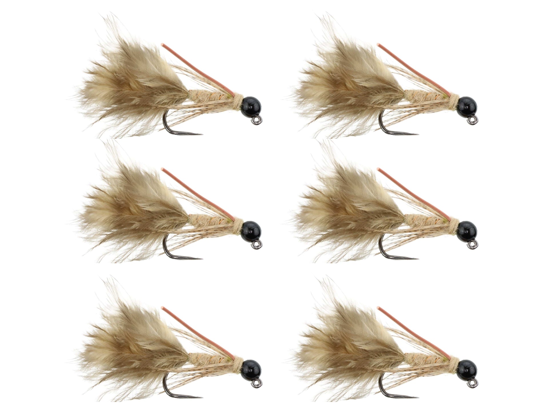 Wild Water Fly Fishing Tungsten Bead Head Tan Wooly Bugger with Rubber Legs, Size 10, Qty. 6-Goodwynn'sGoodwynn's
