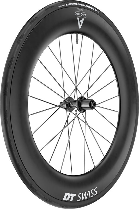 DT Swiss ARC 1400 DiCut 85 Rear Wheel - 700 12 x 142mm Center-Lock HG11 Road/XDR Ratchet EXP 36 BLK WTS w/GP5000 STR Tire-Goodwynn's