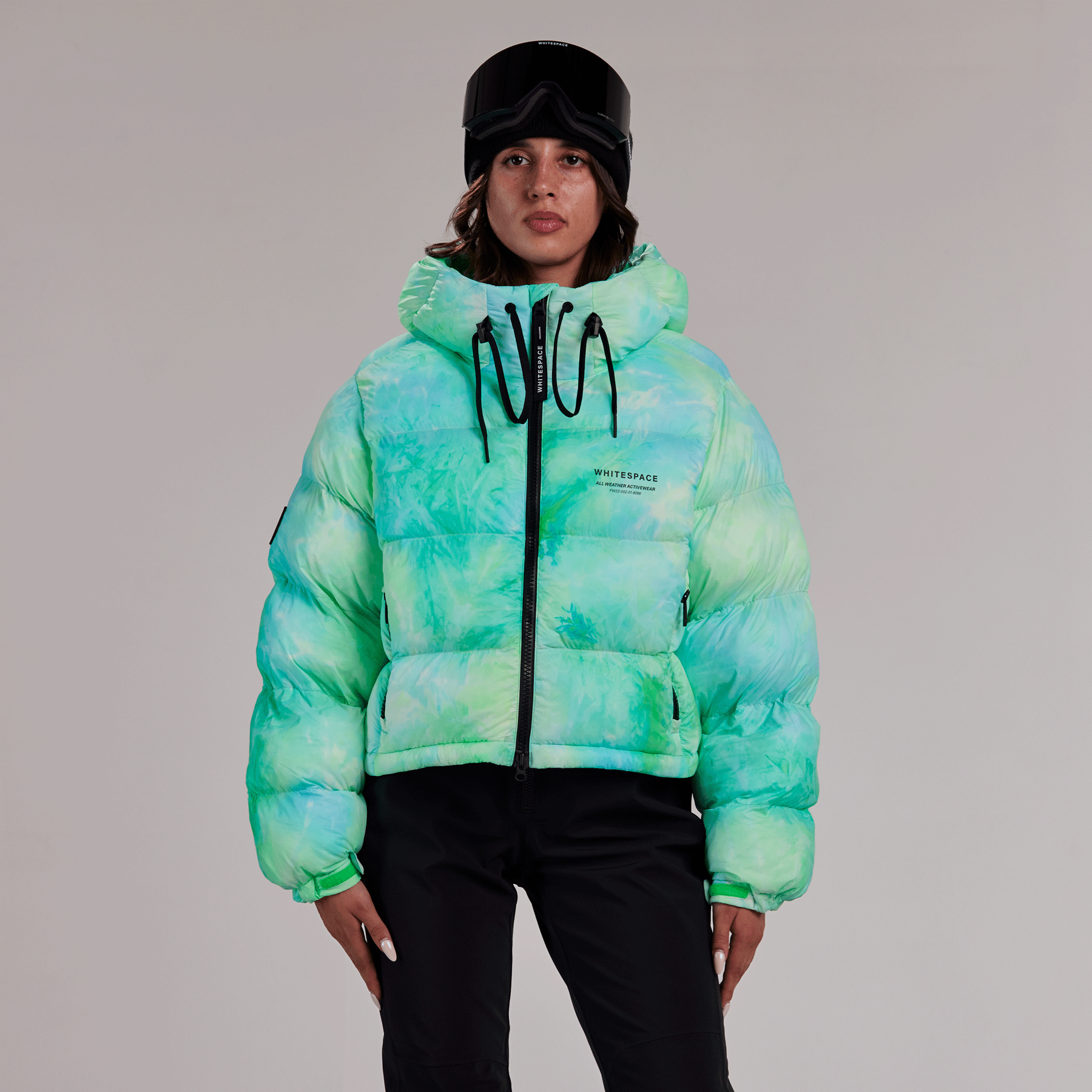 Cropped Puffer Jacket - Green Tie Dye-Goodwynn'sGoodwynn's