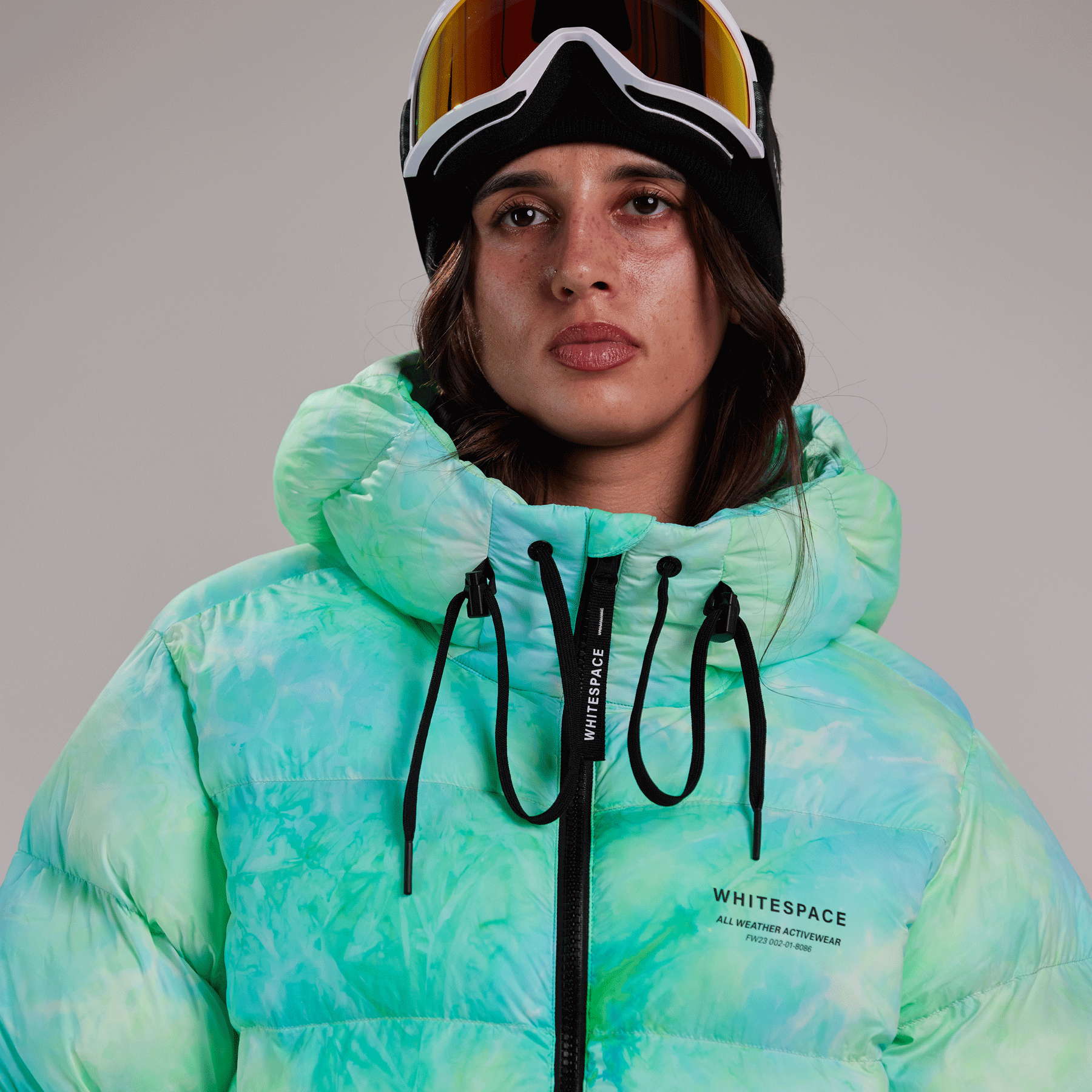 Cropped Puffer Jacket - Green Tie Dye-Goodwynn'sGoodwynn's