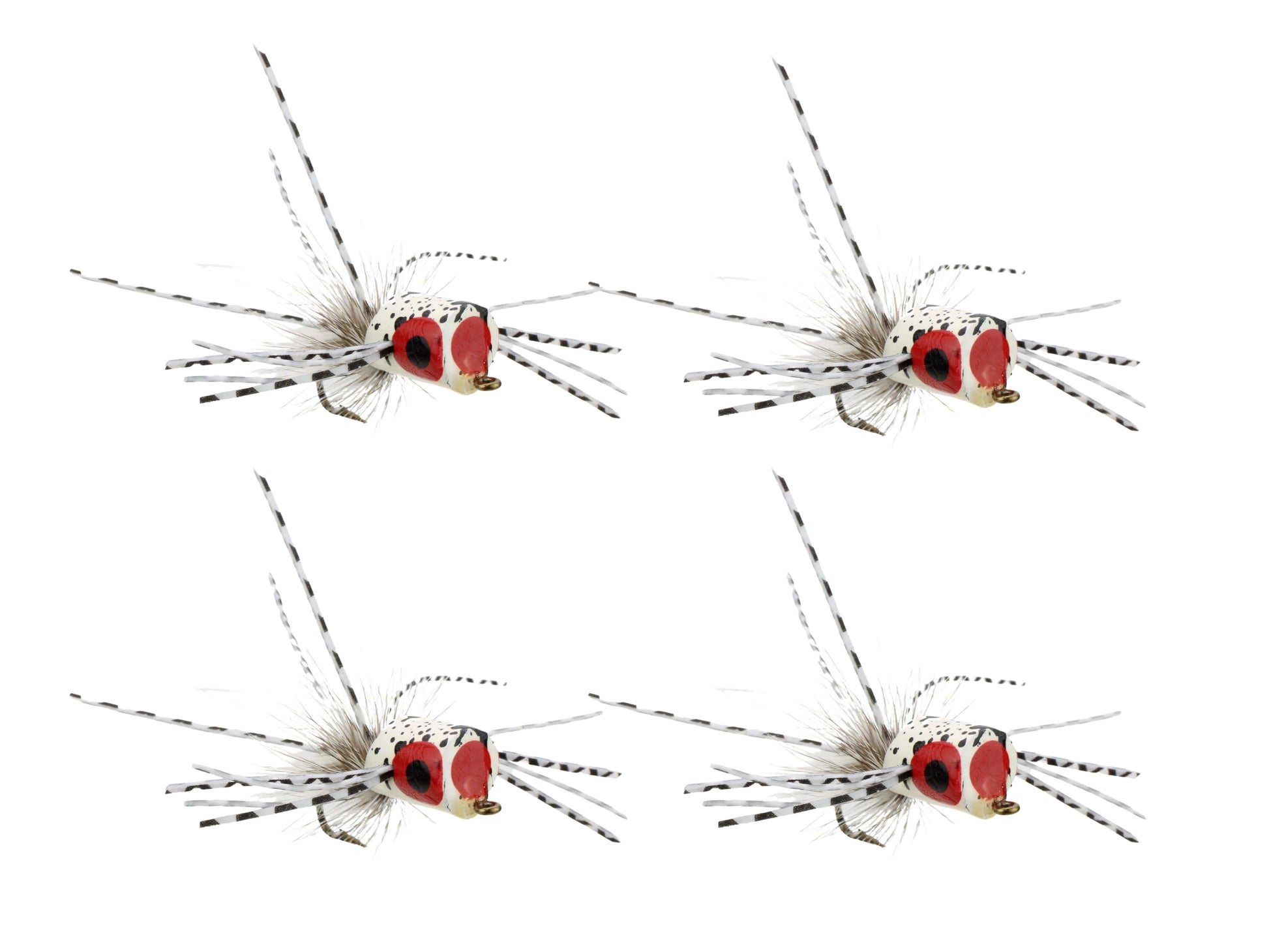 Wild Water Fly Fishing Glow In The Dark White Spider Legs Flat Face Mini Panfish Popper, Size 6, Qty. 4-Goodwynn'sGoodwynn's