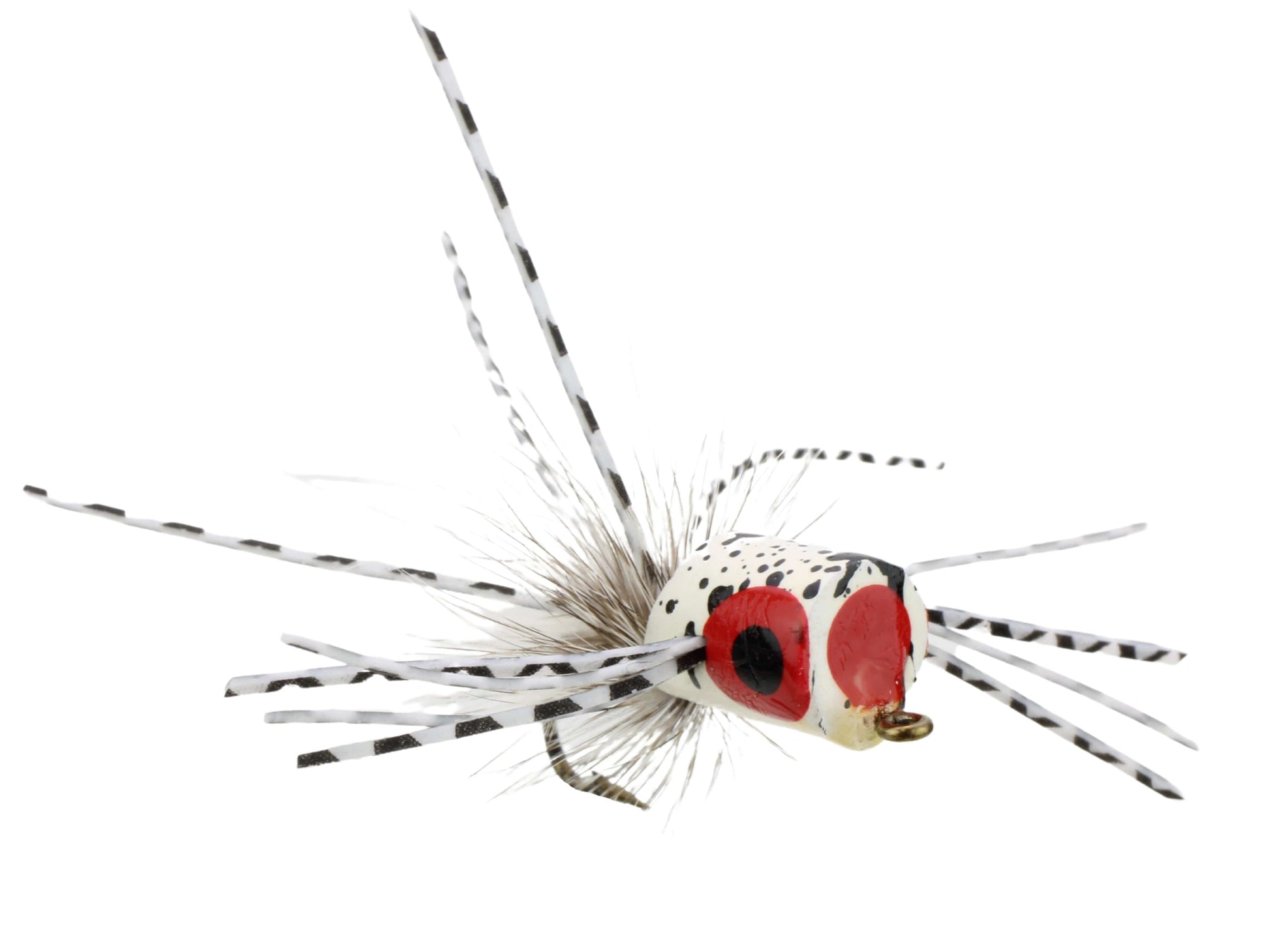 Wild Water Fly Fishing Glow In The Dark White Spider Legs Flat Face Mini Panfish Popper, Size 8, Qty. 4-Goodwynn'sGoodwynn's