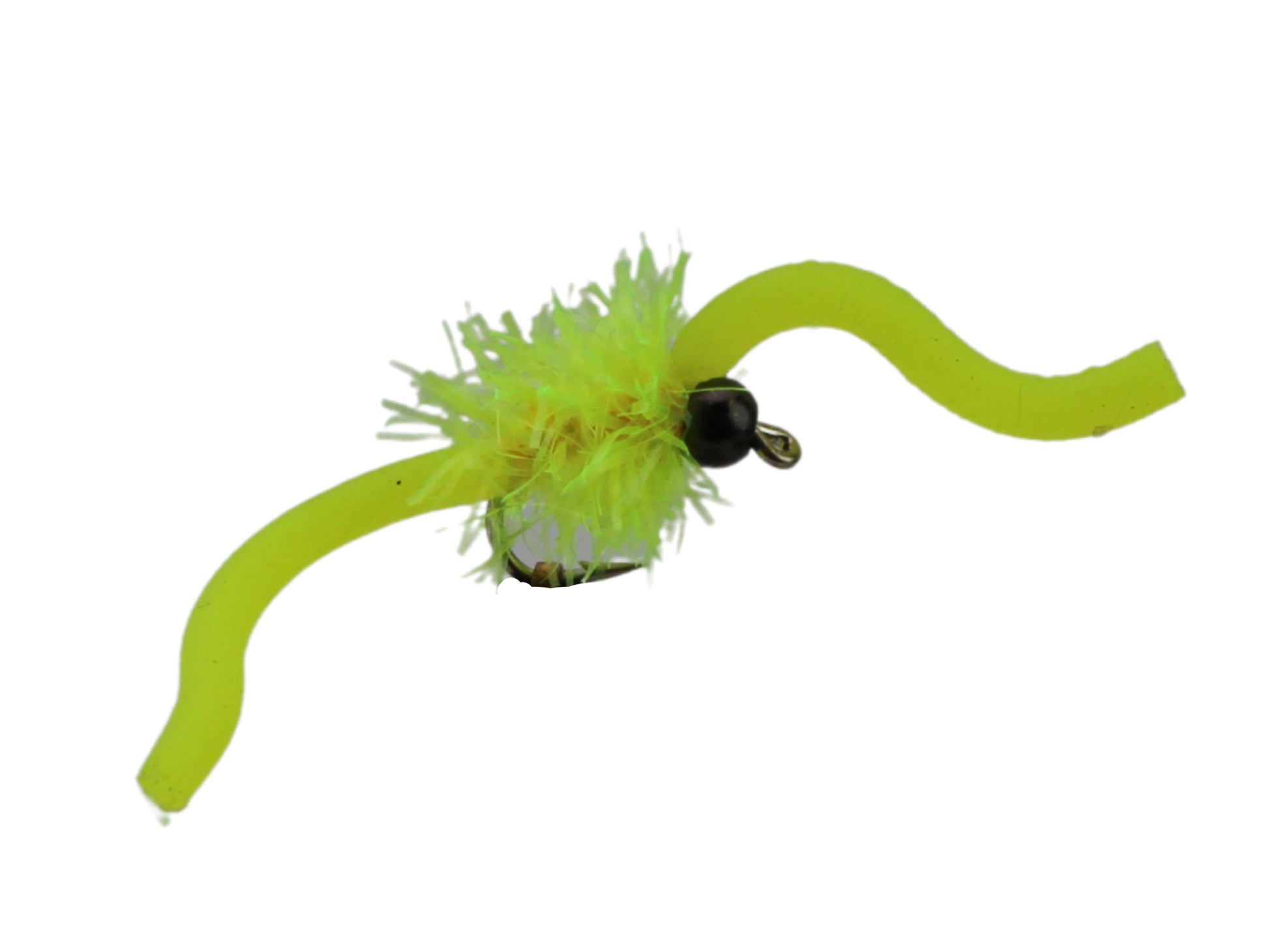 Wild Water Fly Fishing Tungsten Bead Head Yellow Squirmy Worm 2.0, Size 12, Qty. 6-Goodwynn'sGoodwynn's