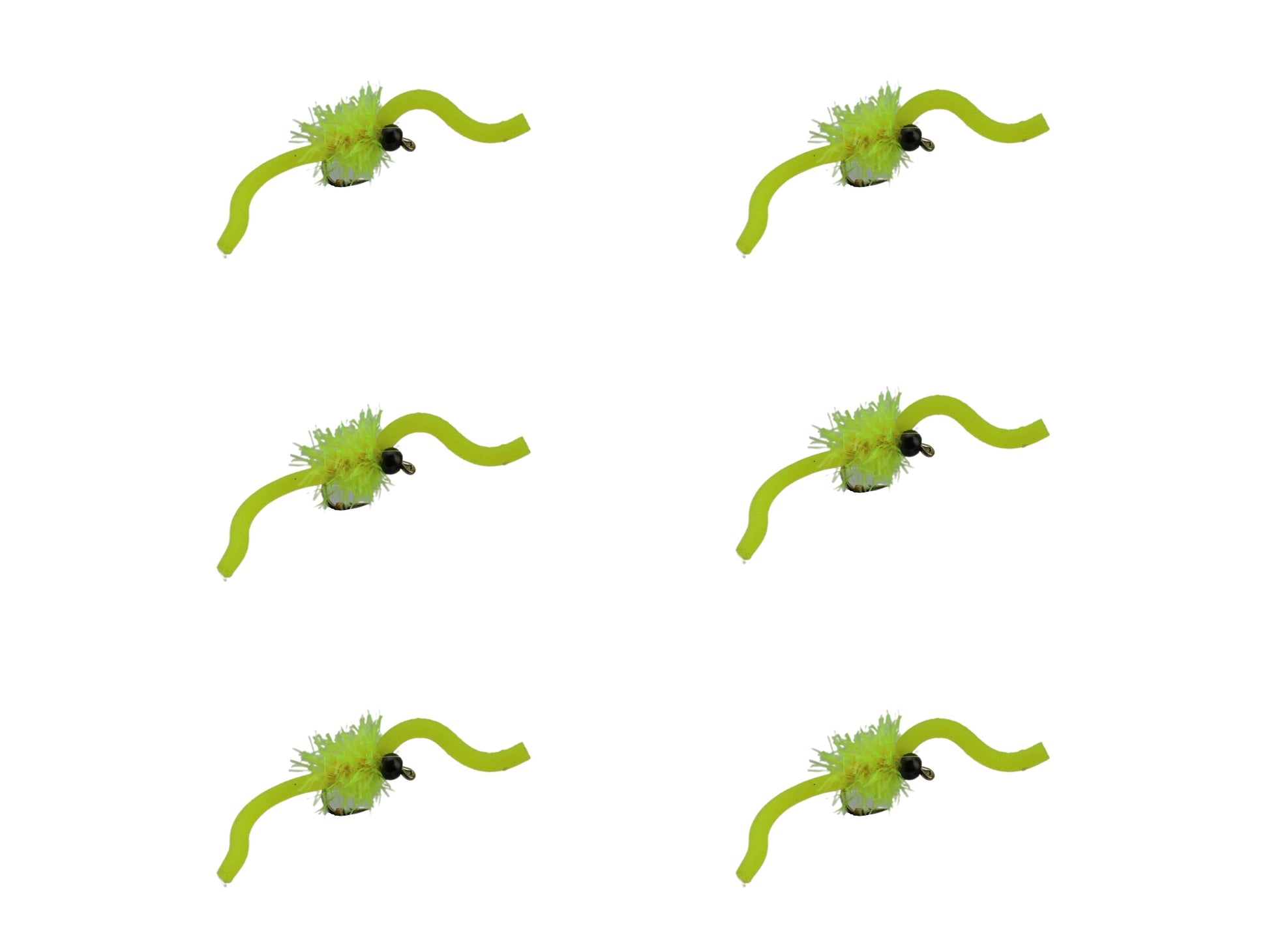 Wild Water Fly Fishing Tungsten Bead Head Yellow Squirmy Worm 2.0, Size 12, Qty. 6-Goodwynn'sGoodwynn's
