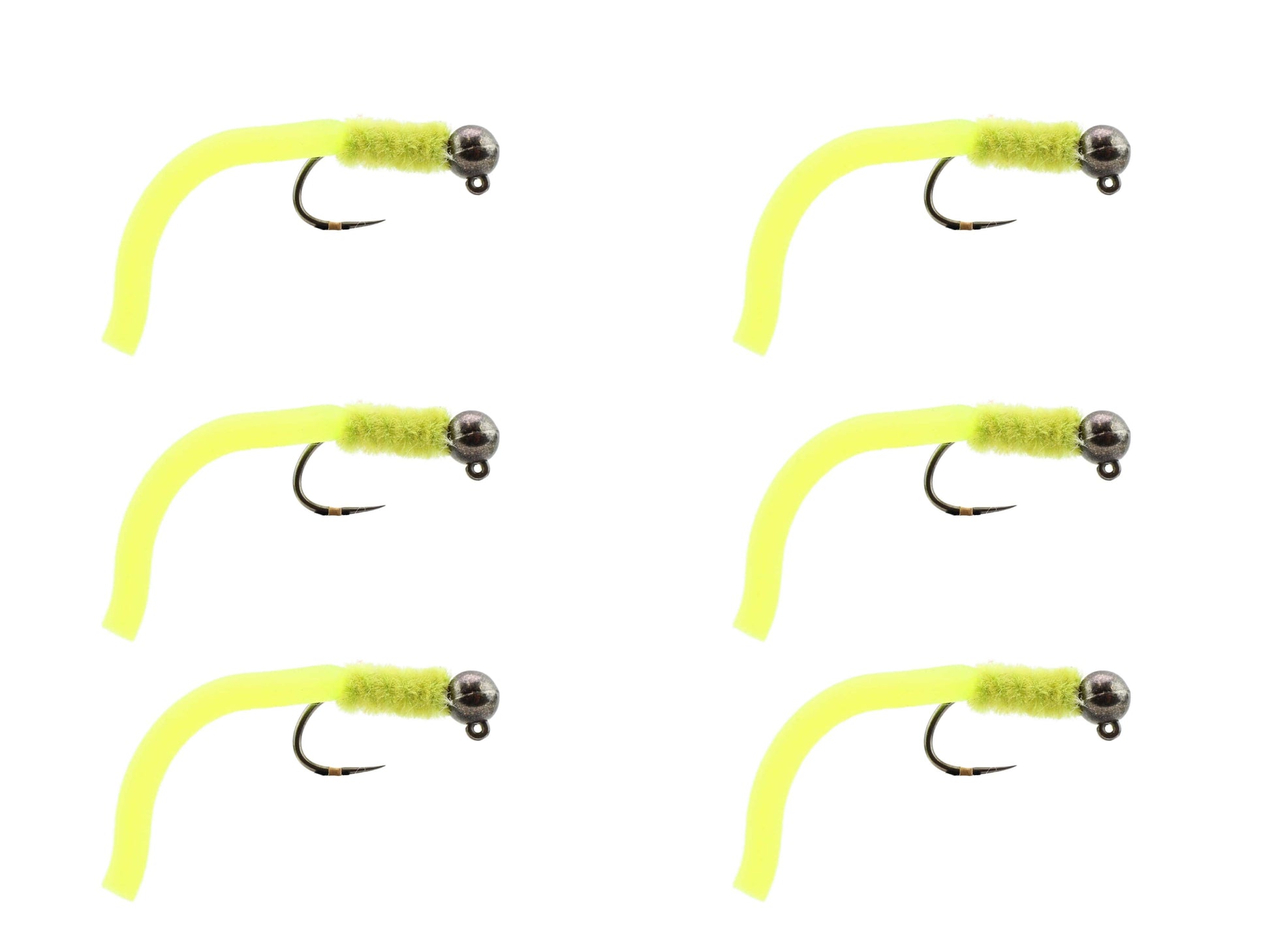 Wild Water Fly Fishing Tungsten Bead Head Yellow Squirmy Worm, Size 12, Qty. 6-Goodwynn'sGoodwynn's