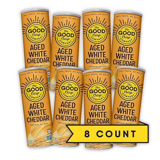 The Good Crisp Company - Aged White Cheddar Chips - 5.6oz Cans (Case of 8)-Goodwynn'sGoodwynn's