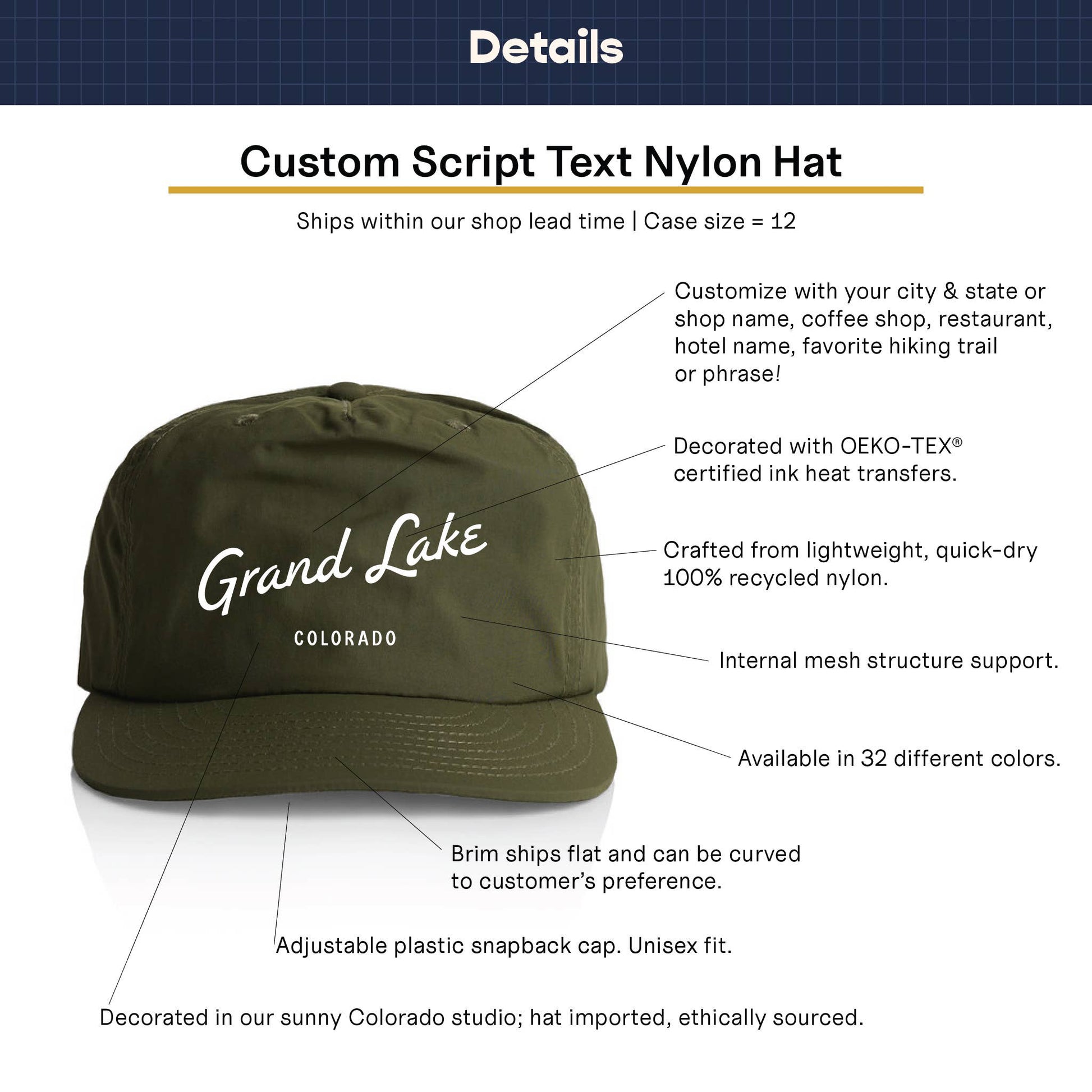 Endless August Supply Co. - Custom Nylon Hat | Script City Customizable Hat | Name Drop-Goodwynn'sGoodwynn's