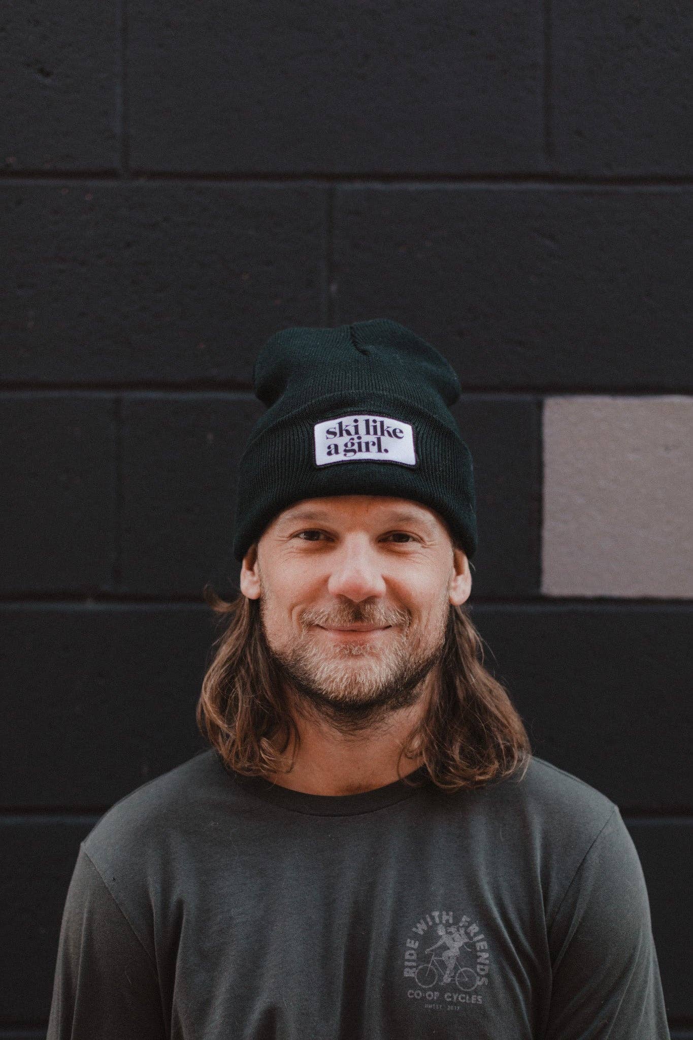 Ski Like a Girl - Ski Like a Girl Black Beanie with Patch-Goodwynn'sGoodwynn's