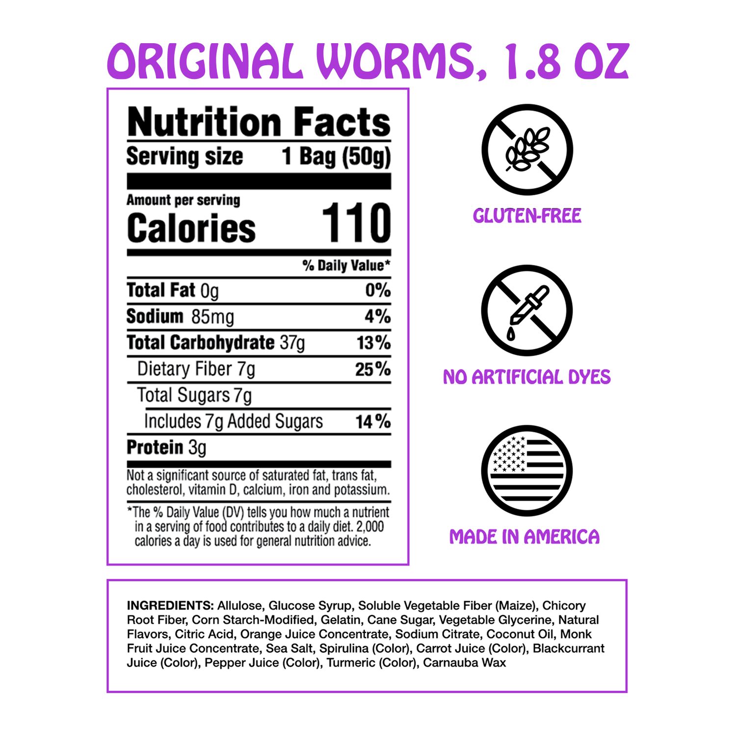 Rotten Candy - Original Gummy Worms Candy: GF, Prebiotics, Low Sugar-Goodwynn'sGoodwynn's