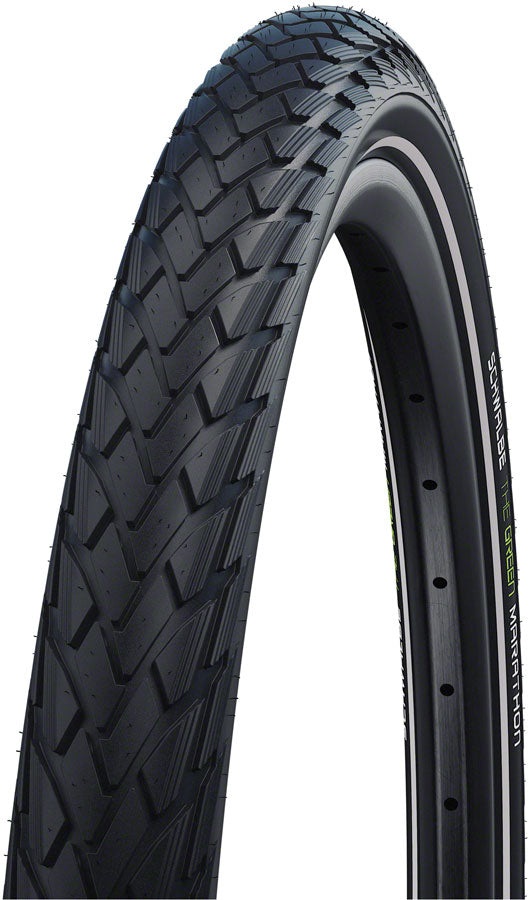 Schwalbe Green Marathon Tire - 20 x 1.50 Clincher Wire BLK/Reflective Performance Line GreenGuard TwinSkin Addix