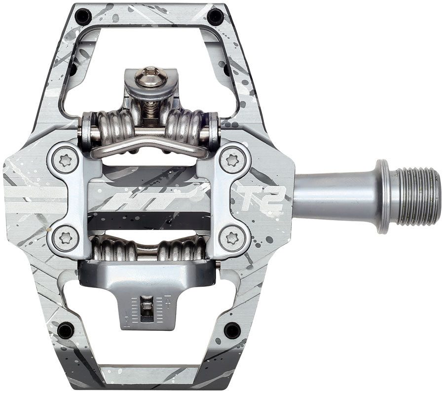 HT Components T2 Pedals - Dual Sided Clipless Platform Aluminum 9/16" Grey Camo-Goodwynn'sGoodwynn's