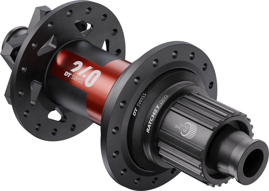 DT Swiss 240 DEG Rear Hub - 12 x 157mm 6-Bolt Micro Spline BLK/Red 32H DEG 90 DF