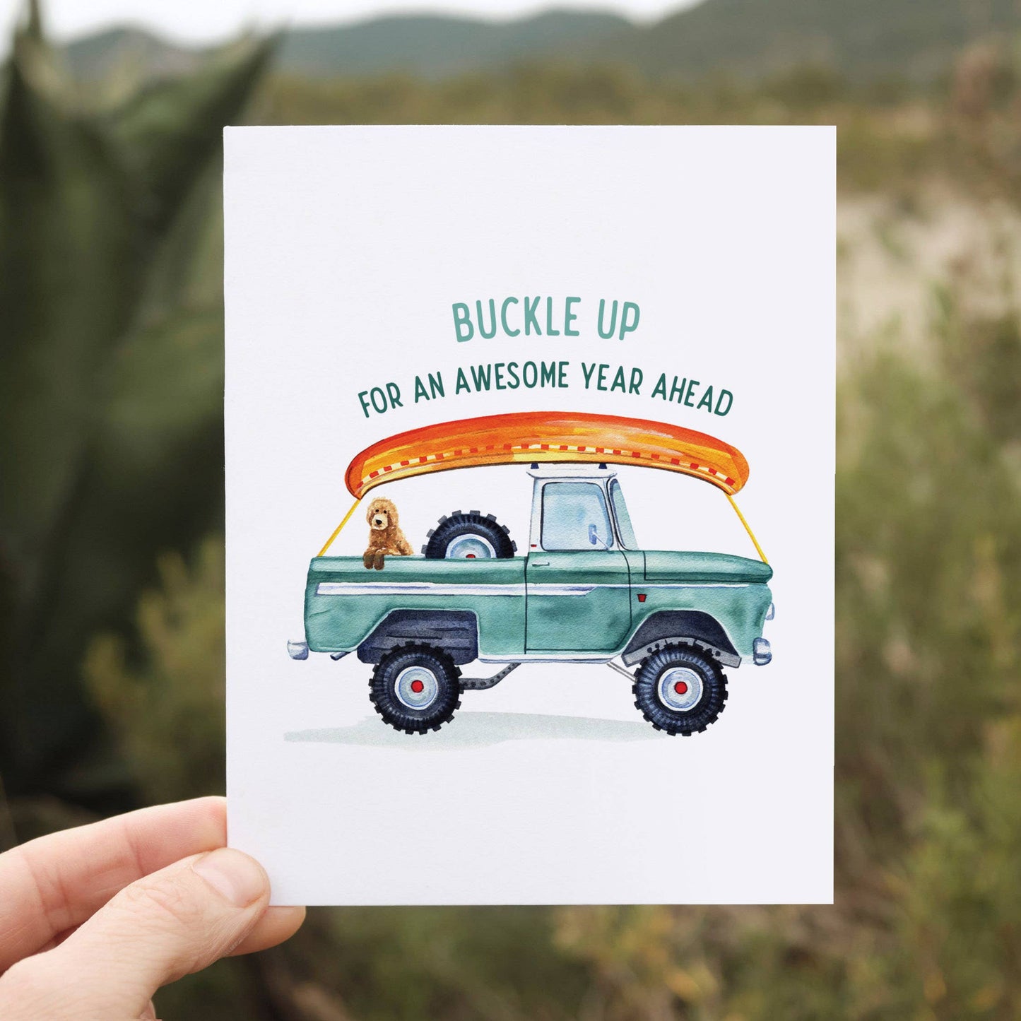 Watercolor Wednesday | Adventure Art & Stationery - Adventure Birthday Card for Kid | Truck and Dog Design