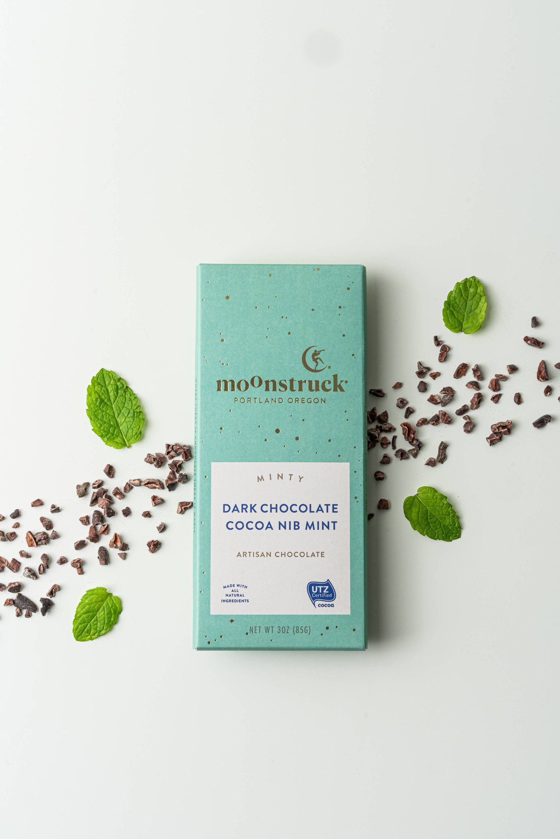Moonstruck Chocolate Co - Minty Dark Chocolate Bar-Goodwynn'sGoodwynn's