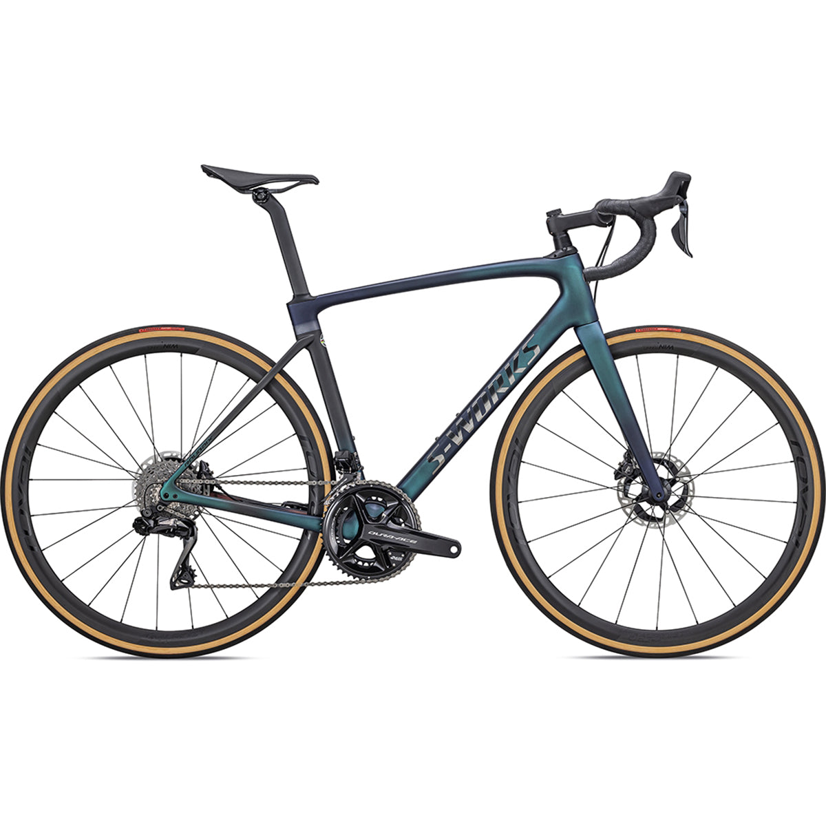 2023 Specialized roubaix S-Works bike green pearl/carbon fade/silver dust/black chrome/black reflective/red pearl 44
