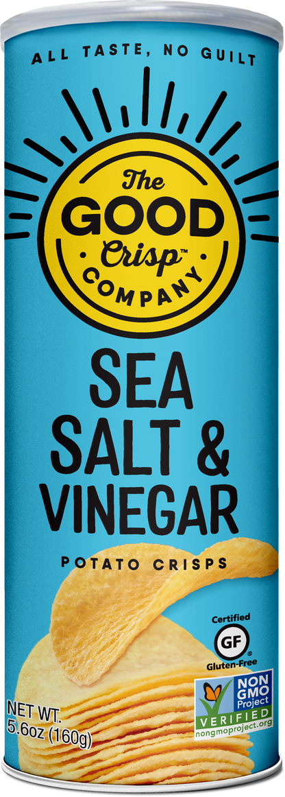 The Good Crisp Company - Sea Salt & Vinegar Chips - 5.6oz Cans (Case of 8)