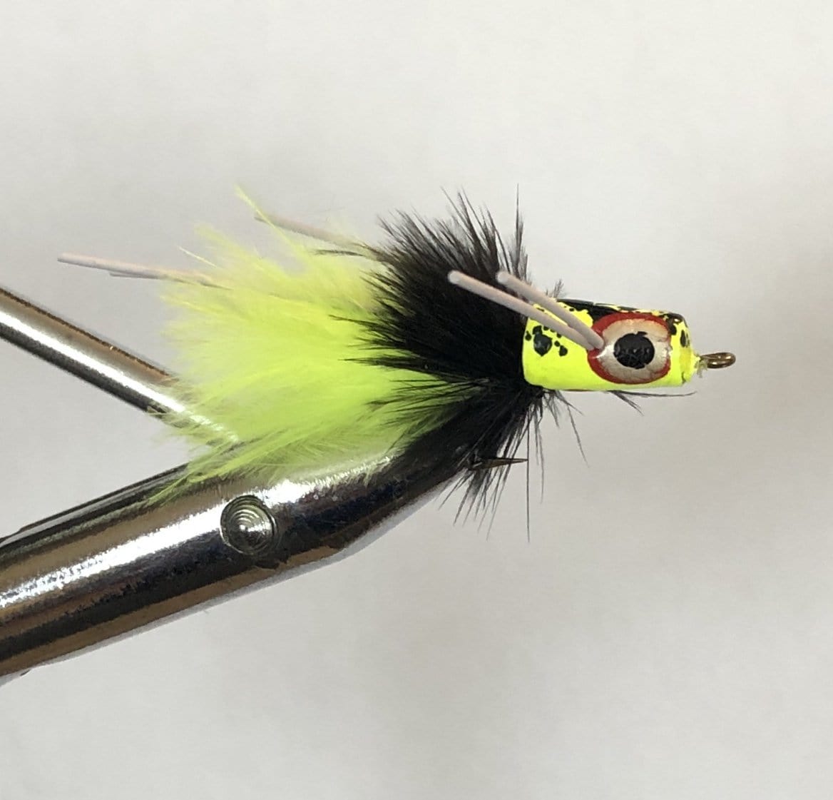 Wild Water Fly Fishing Chartreuse and Black Snub Nose Slider Popper, Size 6, Qty. 4