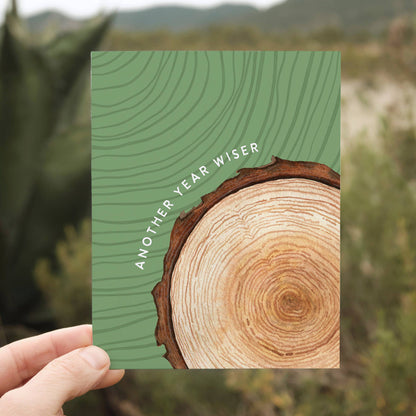 Watercolor Wednesday - Wiser Birthday Card | Growing Older Tree Ring Nature Design