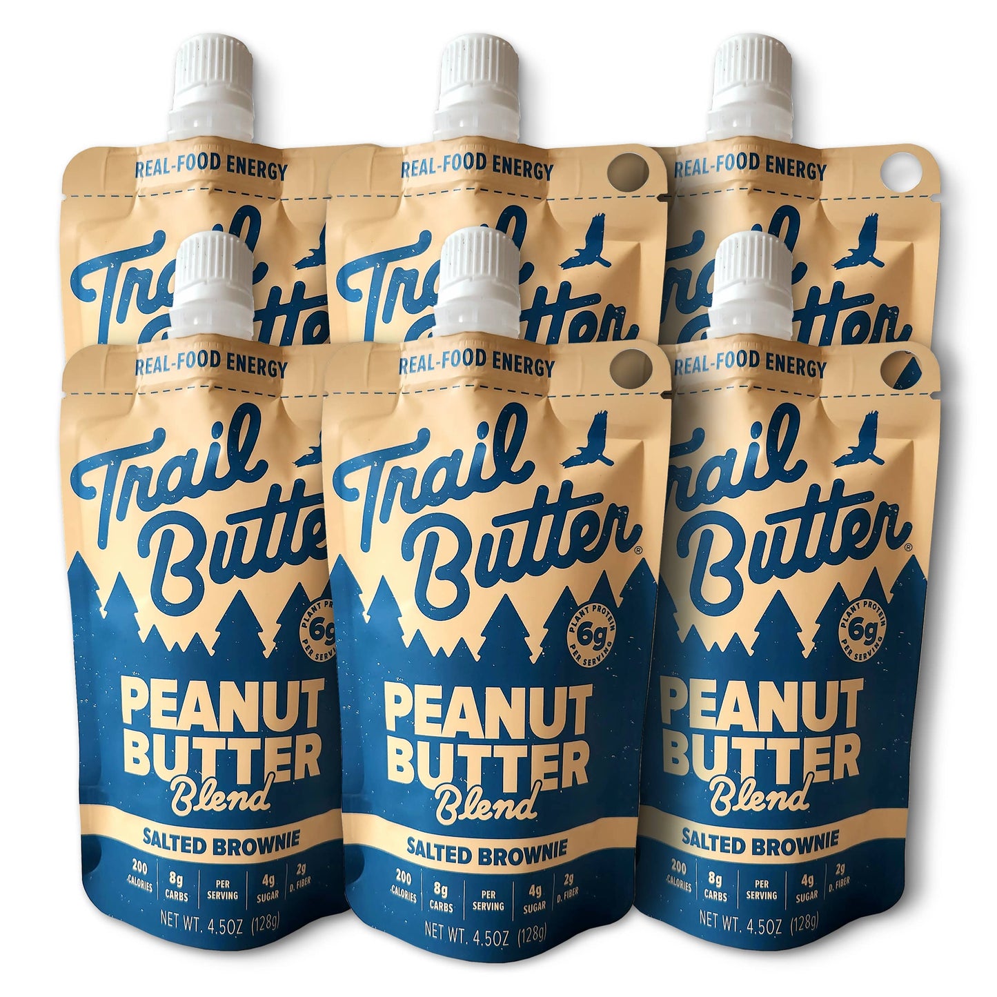 Trail Butter Protein Nut Butters - Salted Brownie Peanut Butter - (6) 4.5oz Pouches