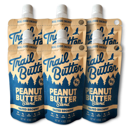 Trail Butter Protein Nut Butters - Salted Brownie Peanut Butter - (6) 4.5oz Pouches