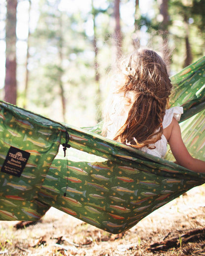 Trek Light - Double Hammock | Trout Print | Hanging Kit Sold Separate