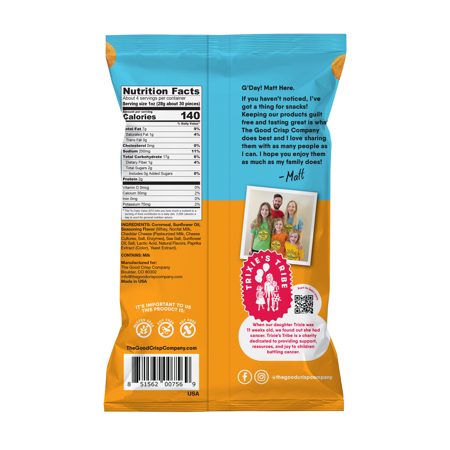 The Good Crisp Company - Cheddar Cheese Balls - 4oz Bags (Case of 8)