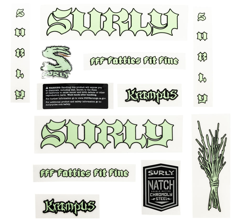 Surly Krampus Frame Decal Set - Green-Goodwynn'sGoodwynn's