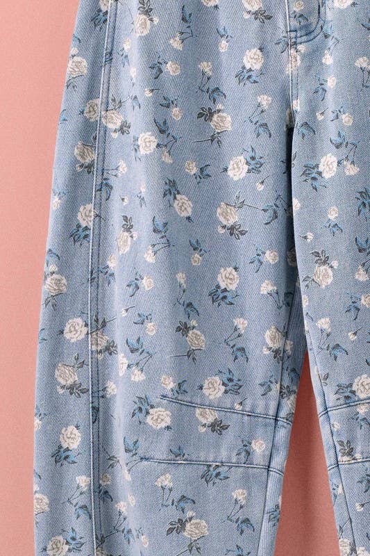Urban Daizy - Floral Print Relaxed Fit Denim Pants-Goodwynn'sGoodwynn's
