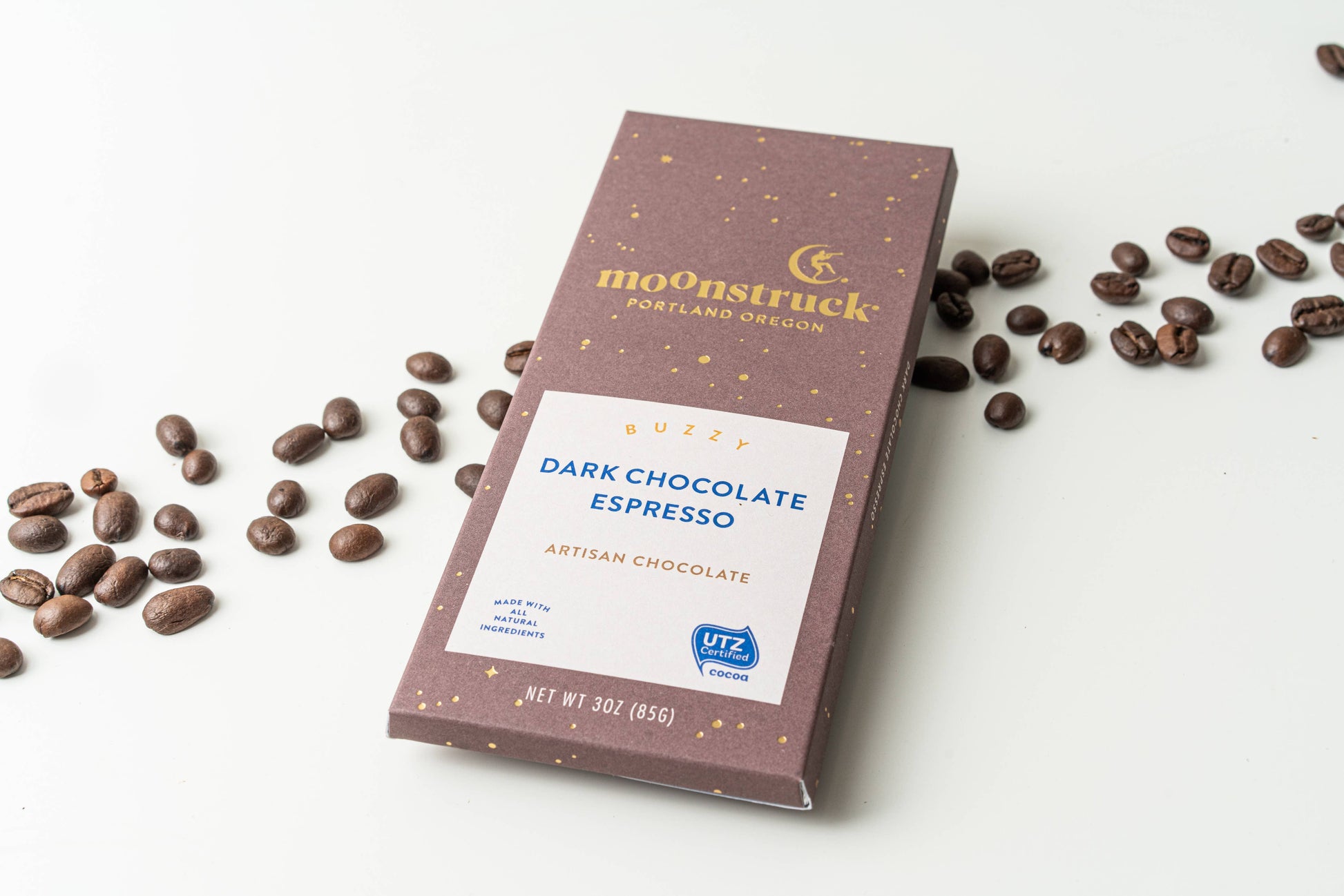 Moonstruck Chocolate Co - Buzzy Dark Espresso Chocolate Bar-Goodwynn'sGoodwynn's