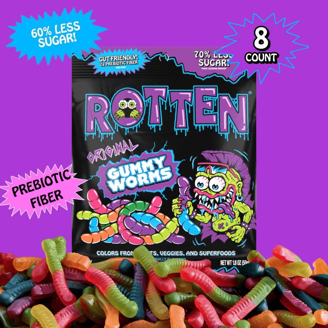 Rotten Candy - Original Gummy Worms Candy: GF, Prebiotics, Low Sugar-Goodwynn'sGoodwynn's