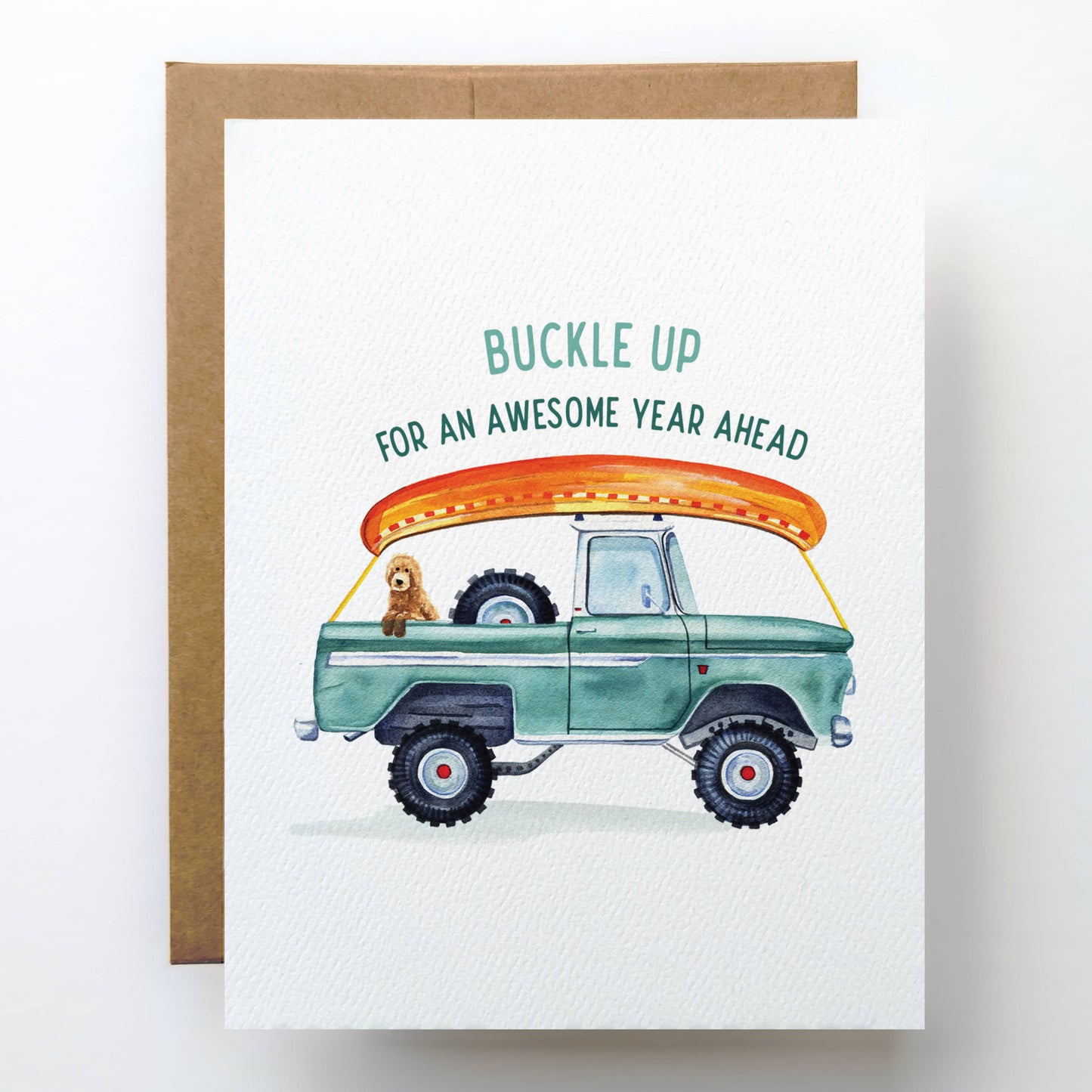 Watercolor Wednesday | Adventure Art & Stationery - Adventure Birthday Card for Kid | Truck and Dog Design