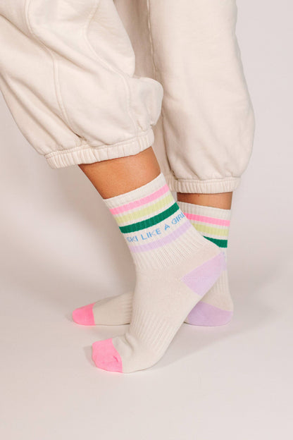 Ski Like a Girl - Ski Like a Girl Socks – Candy Stripe