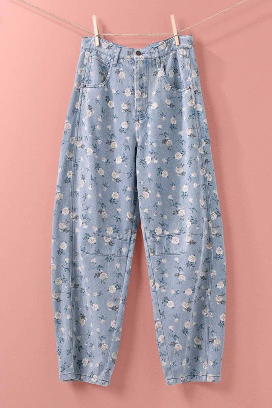 Urban Daizy - Floral Print Relaxed Fit Denim Pants-Goodwynn'sGoodwynn's