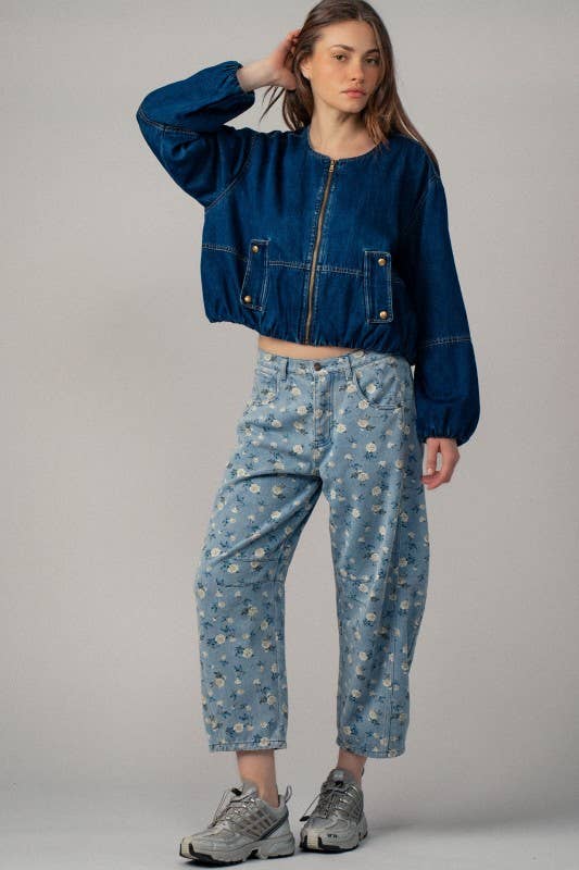 Urban Daizy - Floral Print Relaxed Fit Denim Pants-Goodwynn'sGoodwynn's