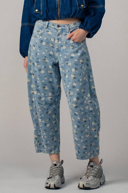 Urban Daizy - Floral Print Relaxed Fit Denim Pants-Goodwynn'sGoodwynn's