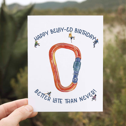 Watercolor Wednesday - Belated Birthday Card | Funny Rock Climbing Design