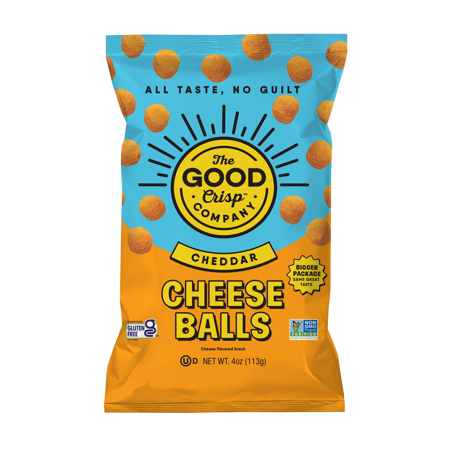 The Good Crisp Company - Cheddar Cheese Balls - 4oz Bags (Case of 8)